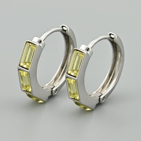Серьги с кристаллами Swarovski 45574 размер 16х3 мм цвет лимонный вес 2.5 г позолота Белое Золото 45574БЗлим фото