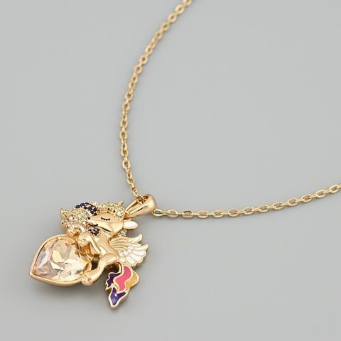 Колье Единорог с кристалами Swarovski 49192 ширина 2 мм цвет шампань позолота 18К _49192Кшамп-0 фото