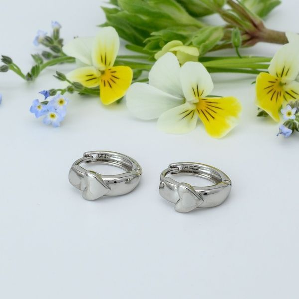 Сережки з медичного золота Біле Золото Серце - Xuping, 12х5 мм, 2.2 г, арт. 59374 59374БЗ фото