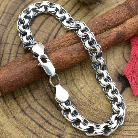 Срібний браслет з чорнінням Потрійний Бісмарк ширина 6.5 мм _168SY-0 фото