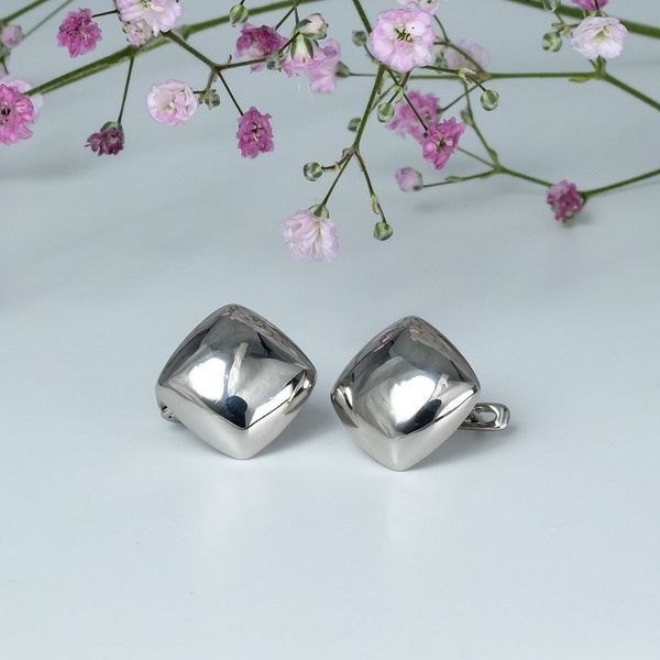Сережки з медичного золота Біле Золото Pulse - DGS, 15х15 мм, 3.7 г, арт. 1196 1196БЗ фото