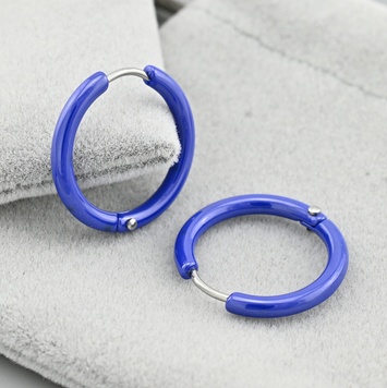 Сережки Фрейліна 40654 розмір 20х2 мм вага 3.1 г сині сталь 40654стсин фото