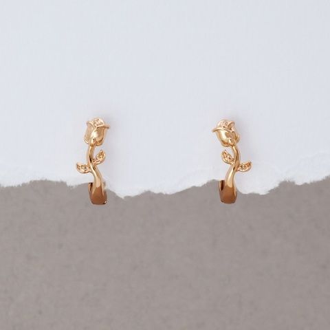 Сережки з медичного золота 18К Троянда - Xuping, 14&times;5 мм, 1.6 г, арт. 59811 59811К фото