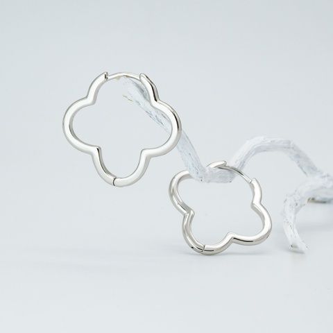 Сережки з медичного золота Біле Золото Конюшина - Xuping, 22х23 мм, 2.8 г, арт. 46948 46948БЗ фото