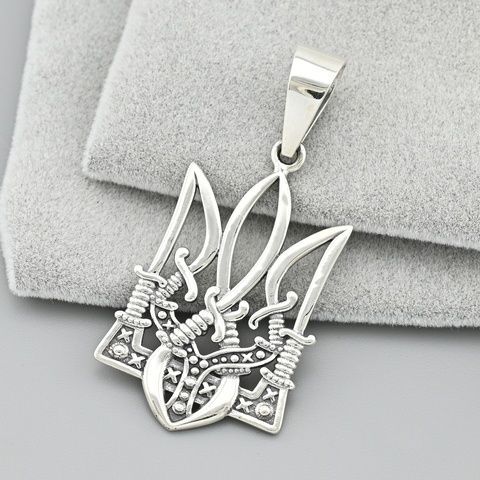 Срібний кулон Тризуб Україна БС18541 розмір 48х23 мм вага 5.94 г БС18541п фото