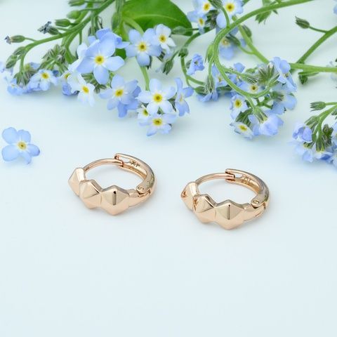 Сережки з медичного золота РО Грань - Xuping, 13х5 мм, 2.0 г, арт. 59152 59152РО фото