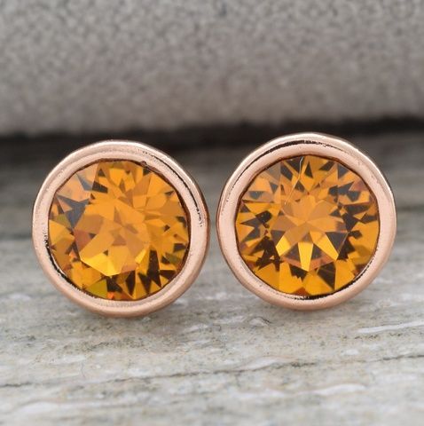 Серьги Xuping с кристаллами Swarovski 83112 размер 7х7 мм цвет светлый топаз позолота РО 83112свтоп фото