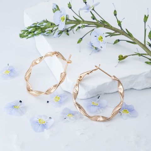 Сережки кільця з медичного золота 18К Абігейл - Xuping, 29х4 мм, 3.9 г, арт. 59009 59823К фото