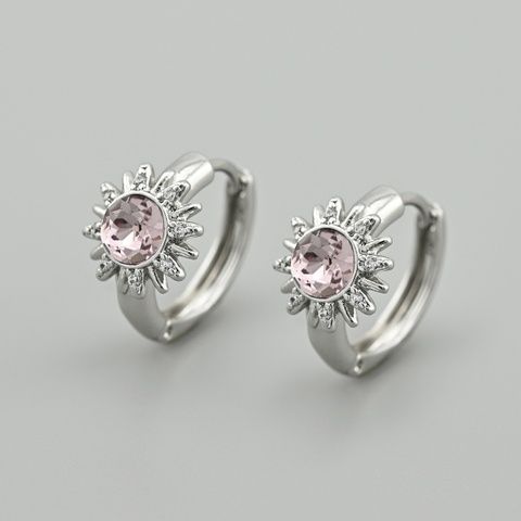 Серьги с кристаллами Swarovski 53420 размер 15х10 мм цвет розовый вес 3.1 г позолота Белое Золото 53420БЗрож фото
