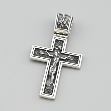Срібний хрест з чорнінням Ісус Христос ЮR017пч розмір 57х32 мм вага 18.33 г ЮR017пч фото
