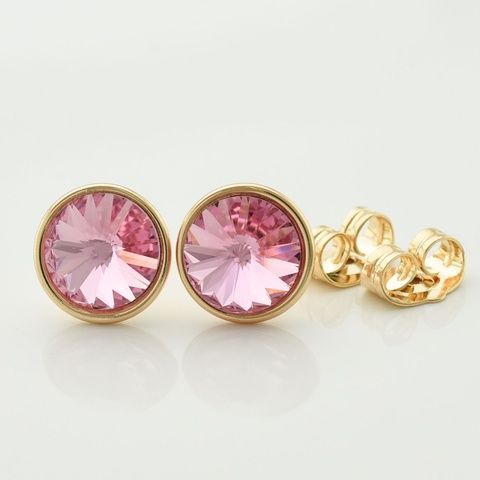 Серьги Xuping с кристаллами Swarovski 21399 размер 10х10 мм цвет розовый позолота 18К 21399роз фото