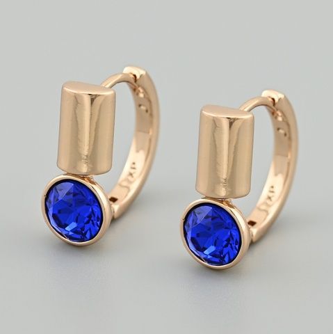 Серьги с кристаллами Swarovski Жозефина 49213 размер 16х8 мм цвет сапфир вес 4.7 г позолота 18К 49213Ксапф фото