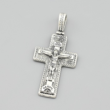 Срібний хрестик з чорнінням Ісус Христос ЮR021пч розмір 48х23 мм вага 8.85 г ЮR021пч фото