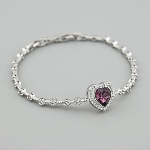Браслет с кристаллами Swarovski 53044 ширина 3.5 мм цвет аметистовый позолота Белое Золото _53044БЗамет-0 фото