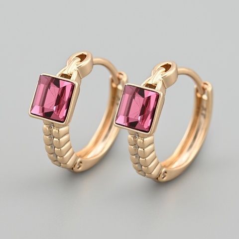 Серьги с кристаллами Swarovski 47088 размер 15х6 мм цвет розовый вес 2.9 г позолота 18К 47088Крож фото
