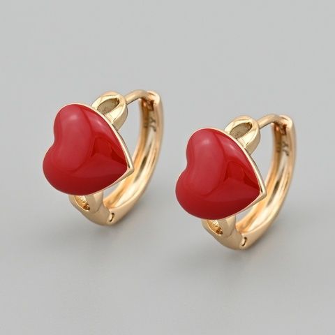 Сережки Love story 48002 розмір 15х10 мм червона емаль вага 3.3 г позолота 18К 48002Кчерв фото