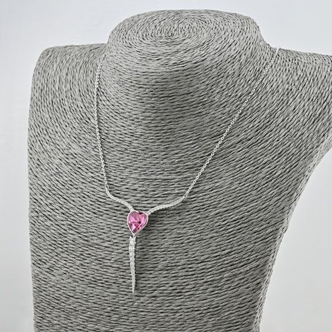Колье Xuping с кристаллами Swarovski 35085 подвеска 52х44 мм цвет розовый позолота Белое Золото _35085БЗ-0 фото