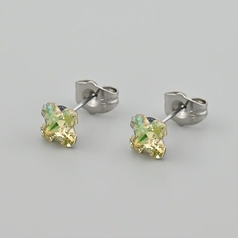 Сережки з кристалами Swarovski 53228 розмір 7х7 мм колір шампань вага 1.0 г позолота Біле Золото 53228БЗшамп фото