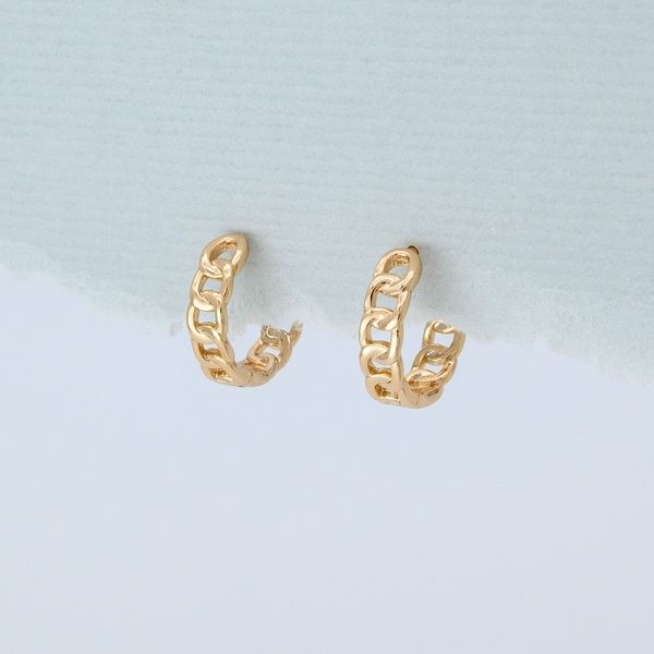 Сережки кільця з медичного золота 18К Ланцюг - Xuping, 14х4 мм, 2.1 г, арт. 59159 59159К фото