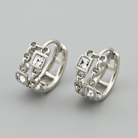 Серьги Monday с кристаллами Swarovski 39472 размер 11х5 мм цвет белый вес 1.9 г позолота Белое Золото 39472БЗбіл фото