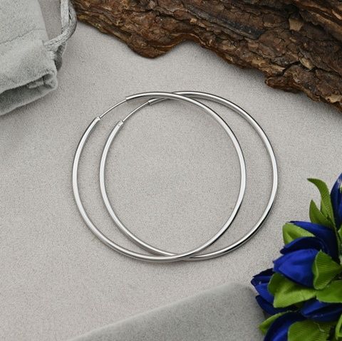 Серьги кольца Xuping 27805 размер 55х2 мм вес 8.9 г позолота Белое Золото 27805БЗ фото