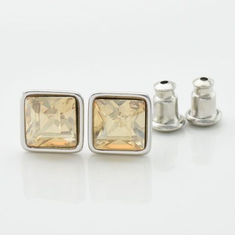 Серьги Xuping с кристаллами Swarovski 21402 размер 7х7 мм цвет золотая тень позолота Белое Золото 21402зол фото