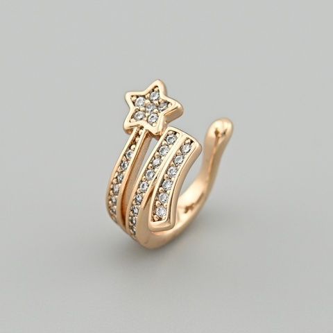 Сережка каффа Королівська зірка 47269 розмір 15х11 мм білі фіаніти вага 1.2 г позолота 18К 47269К фото