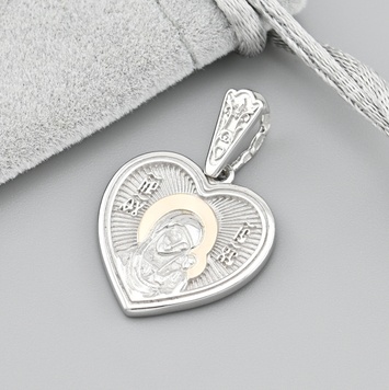 Срібна іконка з золотом Божа Матір Казанська Ю229пР розмір 30х20 мм вага 4.53 г Ю229пР фото