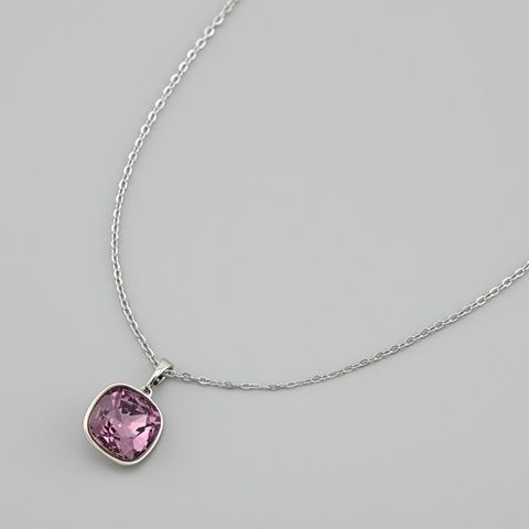 Кольє з кристалами Swarovski 50497 ширина 1.5 мм колір димчасто рожевий позолота Біле Золото _50497БЗдимрож-0 фото