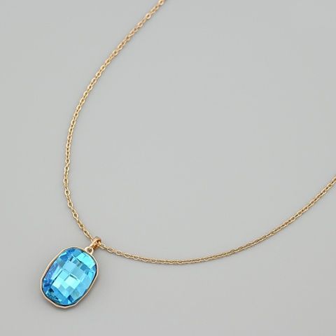 Кольє з кристалами Swarovski 50508 ширина 1.5 мм колір аквамариновий позолота 18К _50508Каква-0 фото