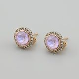 Сережки з кристалами Swarovski 53412 розмір 10х10 мм колір рожевий опал вага 2.5 г позолота 18К 53412Крожоп фото