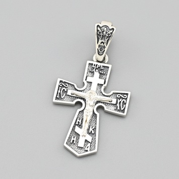 Срібний хрестик з чорнінням Ісус Христос Спаси и Cохрани ЮІ1821п розмір 35х18 мм вага 3.34 г ЮІ1821п фото