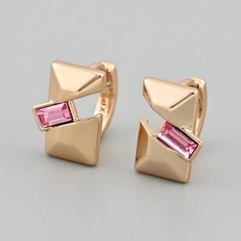 Серьги с кристаллами Swarovski Кимберли 49201 размер 13х9 мм цвет розовый вес 3.3 г позолота 18К 49201Крож фото