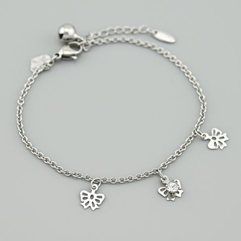 Браслет Бантики 50480 ширина 1.5 мм білий фіаніт позолота Біле Золото _50480БЗ-3 фото