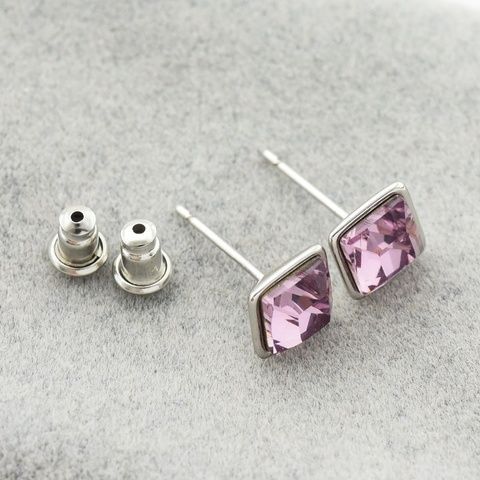 Серьги Xuping с кристаллами Swarovski 21402 размер 7х7 мм цвет светлый аметист позолота Белое Золото 21402амет фото