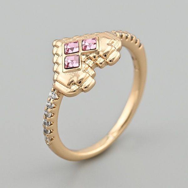 Каблучка з кристалами Swarovski Серце 48908 ширина 10 мм колір рожевий позолота 18К _48908Крож-0 фото