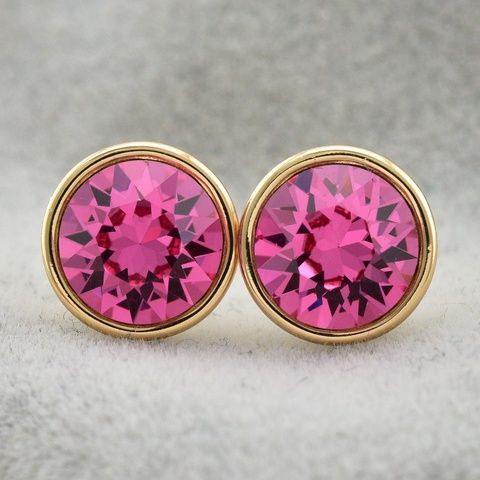 Серьги Xuping с кристаллами Swarovski 21419 размер 9х9 мм цвет малиновый позолота 18К 21419мал фото