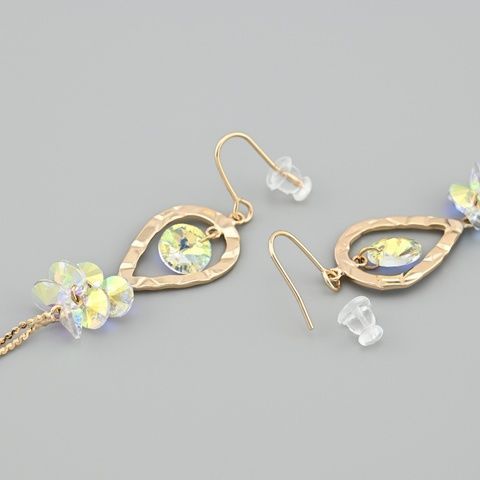 Серьги с кристаллами Swarovski Кемерон 48899 размер 120х15 мм цвет рассвет вес 4.8 г позолота 18К 48899Ксвіт фото