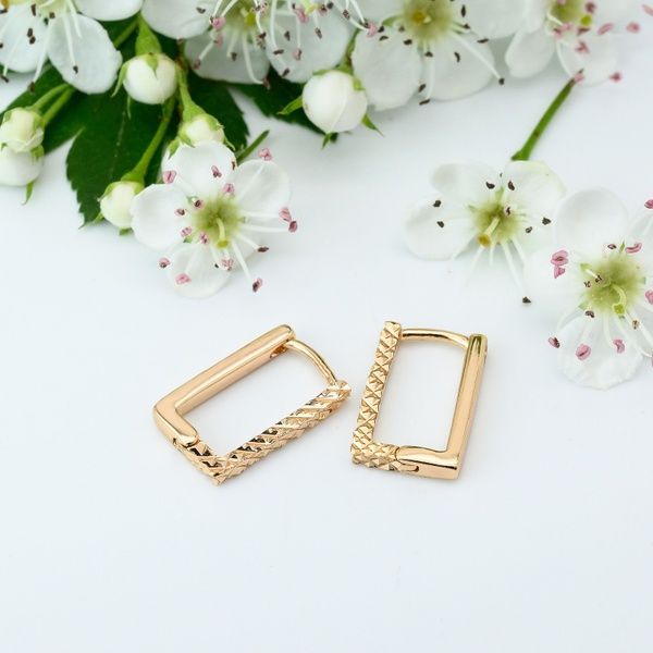 Серьги из медицинского золота 18К Мортина - Xuping, 14х2 мм, 1.3 г, арт. 59825 59825К фото