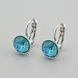 Серьги с кристаллами Swarovski Сан Марино 40432 размер 17х10 мм цвет аквамариновый вес 3.1 г позолота Белое Золото 40432БЗаква фото 1